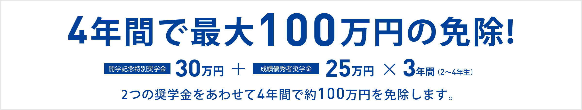 4年間で最大100万円の免除！